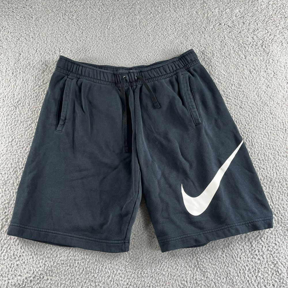 Nike Shorts Mens Medium Black Sweat Sportswear Fleece Lined Drawstring Gym Train